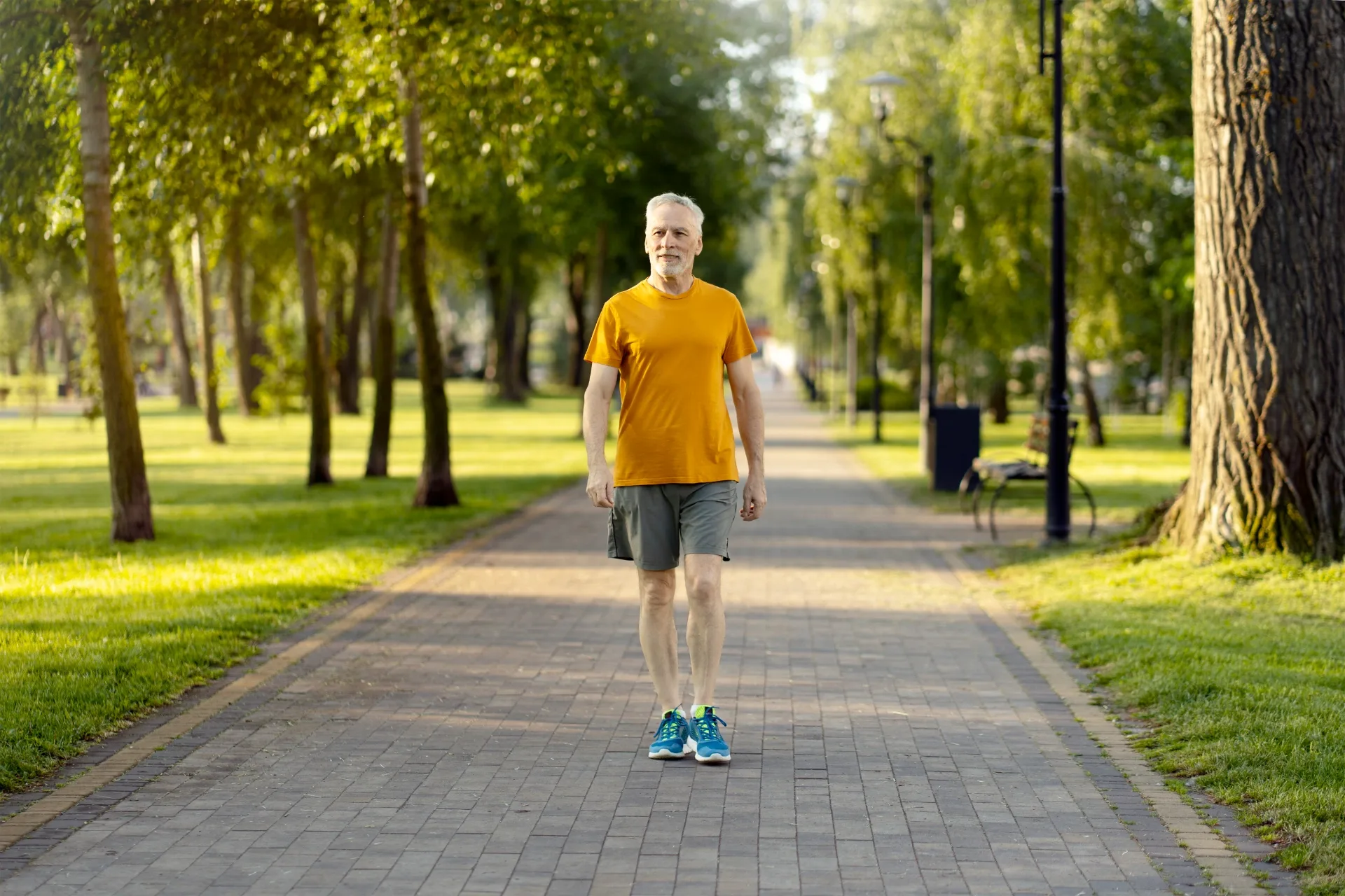 A man walking outdoors