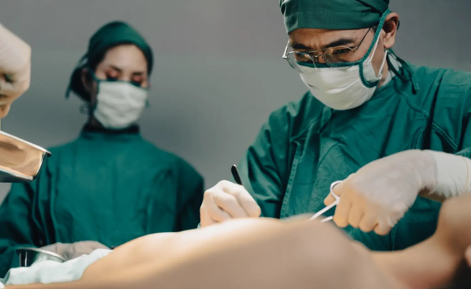A surgical team in an operating room